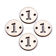 Unfinished Natural Poplar Wood Links Connectors, Laser Cut, Flat Round with Number, Num.1, 19.5x2.5mm, Hole: 2mm(WOOD-S045-138A-1)