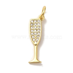 Brass Micro Pave Cubic Pendants, Real 18K Gold Plated, Martini Charms, Wine Glass Charms, Cadmium Free & Lead Free, Golden, 19x6x1.5mm, Hole: 3mm(KK-U027-07G-02)