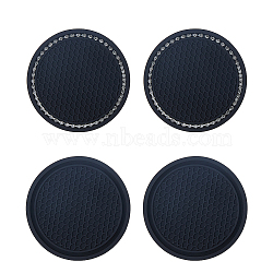 SUPERFINDINGS 2 Sets 2 Styles Silicone Coasters, Flat Round, Black, 70x4.5mm, 4pcs/set, 1 set/style(FIND-FH0009-52)