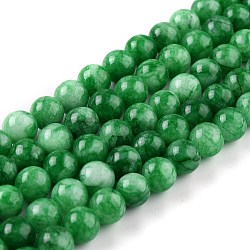 Natural White Jade Beads, Round, Dyed, Lime Green, 8mm, Hole: 1mm, about 49pcs/strand, 15.16 inch(38.5cm)(G-J390-C02-36)