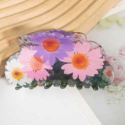 PVC Claw Hair Clips, Flower, Pink, 83x45mm(PW-WG11502-05)