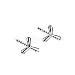 Anti-Tarnish Rhodium Plated Windmill 999 Fine Silver Stud Earrings for Women, with 999 Stamp, Platinum, 5x5mm(EJEW-S215-10P)