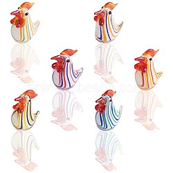 6Pcs Glass Chick Figurine, Handmade Blown Rooster Glass Art Statue, Mini Glass Animal Decor for Collectibles Home Table Decoration, Mixed Color, 20x13x26mm(JX538A)