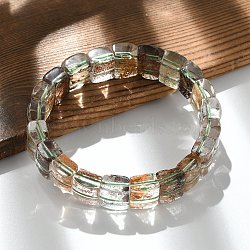 Natural Lodolite Quartz Bead Stretch Bracelets for Women Men, Rectangle, Inner Diameter: 2-1/4 inch(5.7cm)(BJEW-C097-01)