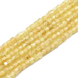 Natural Yellow Apatite Beads Strands, Faceted, Cube, 2x2x2mm, Hole: 0.6mm, about 182pcs/strand, 15.16''~15.55''(38.5~39.5cm)(G-P457-B01-13)