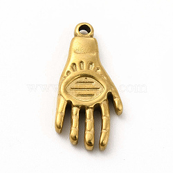 304 Stainless Steel Pendants, Hand Charms, Golden, 21.5x10.5x3mm, Hole: 1.4mm(STAS-M305-05G)