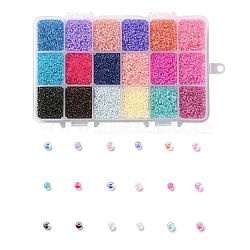 450G 18 Colors 12/0 Grade A Round Glass Seed Beads, Transparent Inside Colours, Mixed Color, 2.3x1.5mm, Hole: 1mm, 25g/color, about 48000pcs/box(SEED-JP0012-05-2mm)