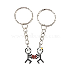 2Pcs 304 Stainless Steel Enamel Keychain, with Iron Rings, Platinum, 75mm(KEYC-FS00034-02)