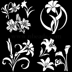 4Pcs 4 Styles PET Waterproof Self-adhesive Car Stickers, Reflective Decals for Car, Motorcycle Decoration, May Lily, 200x200mm, 1pc/style(DIY-WH0308-225A-026)