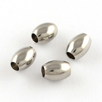 201 Stainless Steel Beads, Barrel, Stainless Steel Color, 6.5x5x5mm, Hole: 2~2.5mm