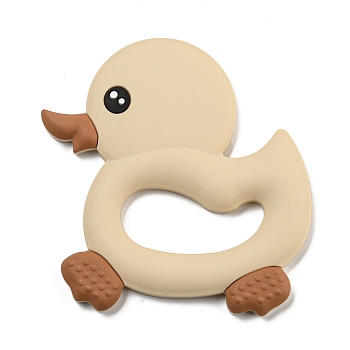 Silicone Focal Beads, Silicone Teething Beads, Baby Toy, Duck, Tan, 93x83x9mm