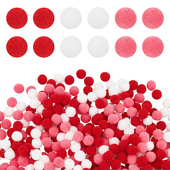 Elite 1800Pcs 3 Colors DIY Doll Craft, Polyester Pom Pom Ball, Round, Mixed Color, 9~10.5mm, 600pcs/color