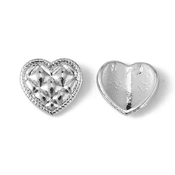 Alloy Cabochons, Nail Art Studs, Nail Art Decoration Accessories for Women, Heart with Grid, Antique Silver, 5x5.5x1mm, 100pcs/bag