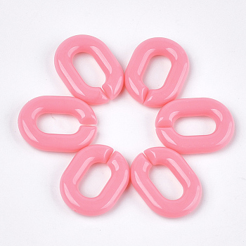 Acrylic Linking Rings, Quick Link Connectors, For Jewelry Chains Making, Oval, Hot Pink, 19x14x4.5mm, Hole: 11x5.5mm, about 680pcs/500g