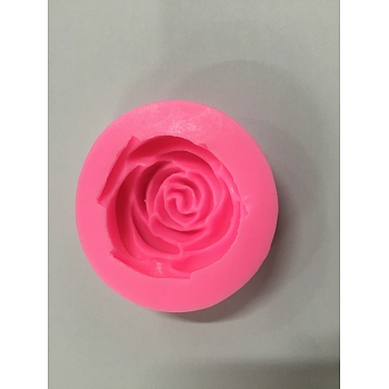 Food Grade Silicone Molds, Fondant Molds, For DIY Cake Decoration, Chocolate, Candy, UV Resin & Epoxy Resin Jewelry Making, Stereoscopic Rose, Hot Pink, 70x23mm