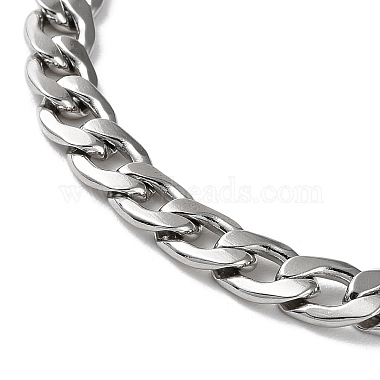 201 Stainless Steel Cuban Link Chain Necklace(NJEW-G112-02P)-2