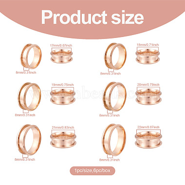 yilisi 6шт. 6 размер 201 кольцо на палец из нержавеющей стали с рифлением(FIND-YS0001-11)-3