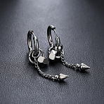 304 Stainless Steel Hoop Earrings for Men, Cone, Stainless Steel Color, 50mm(WG41879-01)