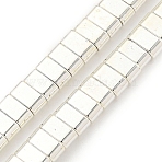 Electroplated Synthetic Non-Magnetic Hematite Beads Strands, Rectangle, 2-Hole, Silver Plated, 3x6x3mm, Hole: 1.4mm, about 127pcs/strand, 15.47''(39.3cm)(G-I360-B01-04)
