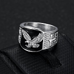 304 Stainless Steel and Enamel Finger Rings for Men, Eagle, Stainless Steel Color, US Size 11(20.6mm)(FS-WG4515C-10)