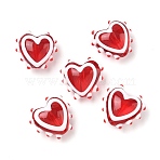 Handmade Lampwork Bumpy Beads, Heart, with Enamel, Red, 14.5~16x15.5~16.5x8~8.5mm, Hole: 1.4mm(LAMP-D003-01A)