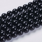 Natural Black Onyx Beads Strands, Dyed & Heated, Round, 6mm, Hole: 1mm, about 64pcs/strand, 15 inch(X-G-G591-6mm-06)
