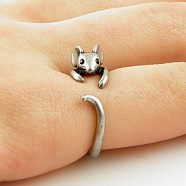 Mouse Alloy Cuff Rings, Antique Silver, Inner Diameter: Adjustable(WGAF3DE-01)