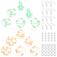 SUNNYCLUE DIY 6Pairs Flower Themed Earring Making Kits, Including 3 Shapes Transparent Clear Cellulose Acetate(Resin) Pendants, Brass Earring Hooks & Jump Rings, Platinum, Earring Hooks Pin: 0.7mm(DIY-SC0015-31P)