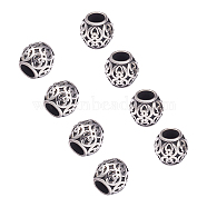 316 Stainless Steel European Beads, Large Hole Beads, Barrel, Antique Silver, 8.5x8.5mm, Hole: 4.5mm, 10pcs/box(STAS-UN0005-58)