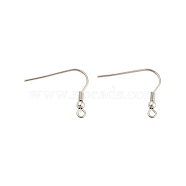 304 Stainless Steel Earring Hooks, with Horizontal Loop, Stainless Steel Color, 21x21x3mm, Hole: 2mm, 20 Gauge, Pin: 0.8mm(STAS-E147-14P)