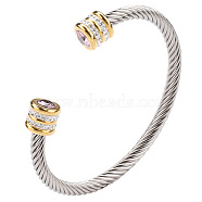 October Twisted Stainless Steel Rhinestone Open Cuff Bangles, Torque Bangles for Women(VG2033-10)