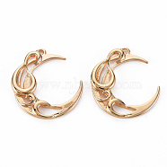 Brass Pendants, Nickel Free, Moon, Real 18K Gold Plated, 18x16x2mm, Hole: 1mm(KK-S356-496-NF)