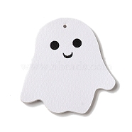 Halloween Imitation Leather Pendants, Ghost, 46x45x2mm, Hole: 1.5mm(FIND-K017-02H-01)