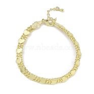 Rack Plating Brass Bracelets for Women, Long-Lasting Plated, Lead Free & Cadmium Free, Heart, Real 18K Gold Plated, 7-5/8 inch(19.4cm)(BJEW-K244-04G)