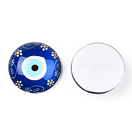 Glass Cabochons, Half Round with Eye, Medium Blue, 20x6.5mm(GGLA-T004-05O)