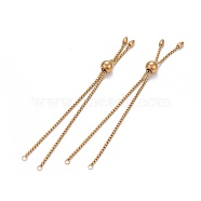 304 Stainless Steel Slider Bracelet/Bolo Bracelets Making, with Box Chains, Golden, 10-5/8 inch(27cm)(MAK-L024-01G)