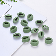 Handmade Porcelain Beads, Frosted, Oval, Green, 12x14x4.5mm, Hole: 8x3mm(PORC-S500-015A-B02)