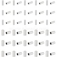 304 Stainless Steel Cord Ends, End Caps, Column, Stainless Steel Color, 7~8x2.5~3.5mm, Inner Diameter: 2~3mm, 100pcs/box(STAS-UN0011-82P)