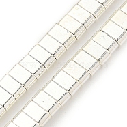 Electroplated Synthetic Non-Magnetic Hematite Beads Strands, Rectangle, 2-Hole, Silver Plated, 3x6x3mm, Hole: 1.4mm, about 127pcs/strand, 15.47''(39.3cm)(G-I360-B01-04)