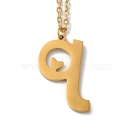 304 Stainless Steel Pendant Necklaces, Letter, Letter Q, 15.75 inch(40cm), Pendant: 22.5x16x1.5mm(NJEW-H036-02G-Q)