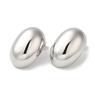 304 Stainless Steel Stud Earrings, Oval, Stainless Steel Color, 25.5x17.5mm(EJEW-Z026-04P)