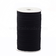 1/4 inch Flat Braided Elastic Rope Cord, Heavy Stretch Knit Elastic with Spool, Black, 6mm, about 190~200yards/roll (570~600 feet/roll)(EC-R030-6mm-02)