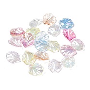 AB Color Plated Acrylic Transparent Pendants, Leaf Charm, Mixed Color, 20x17x1mm, Hole: 1.5mm(OACR-Z013-25B)