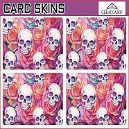 Rectangle PVC Plastic Waterproof Card Stickers, Self-adhesion Card Skin for Bank Card Decor, Skeleton, 186.3x137.3mm(DIY-WH0432-201)