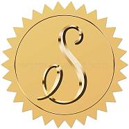 Self Adhesive Gold Foil Embossed Stickers, Medal Decoration Sticker, Letter S, 5x5cm(DIY-WH0575-028)