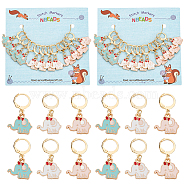 Alloy Enamel Elephant Charm Locking Stitch Markers, Gold Tone 304 Stainless Steel Clasp Locking Stitch Marker, Mixed Color, 3.2cm, 3 colors, 4pcs/color, 12pcs/set(HJEW-PH01667)