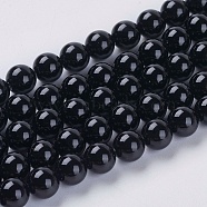 Natural Black Onyx Beads Strands, Dyed, Round, 6mm, Hole: 1mm, about 64pcs/strand, 15 inch(X-G-G591-6mm-06)