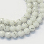 Baking Painted Glass Round Bead Strands, White, 8.5~9mm, Hole: 1.5mm, about 100~105pcs/strand, 31.8 inch(DGLA-Q019-8mm-41)