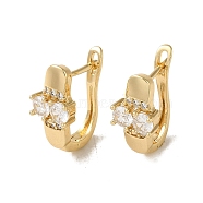 Brass Hoop Earrings, with Glass, Light Gold, 18.5x8.5mm(EJEW-L271-13KCG-06)