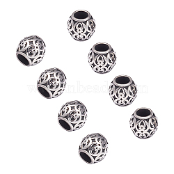 316 Stainless Steel European Beads, Large Hole Beads, Barrel, Antique Silver, 8.5x8.5mm, Hole: 4.5mm, 10pcs/box(STAS-UN0005-58)